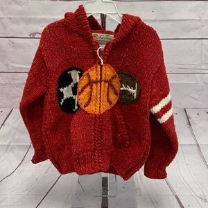 Ecuadorian Clothing Company ECC Handknit Sports Toddler Hoodie Sweater Sz 4 New